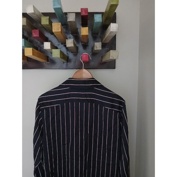 Frame The Standard Shirt Button-Up Size Small Blue Stripe Silk Quiet Luxury - Picture 7 of 11